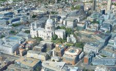 蓝天和天际线创建动态三维建筑和城市模型